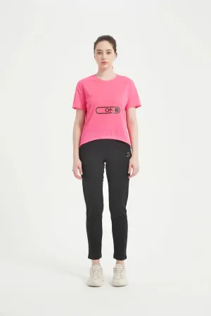 Women's SS Chest Printed Crew Neck Tee