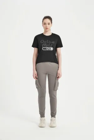 Women's SS Chest Printed Crew Neck Tee