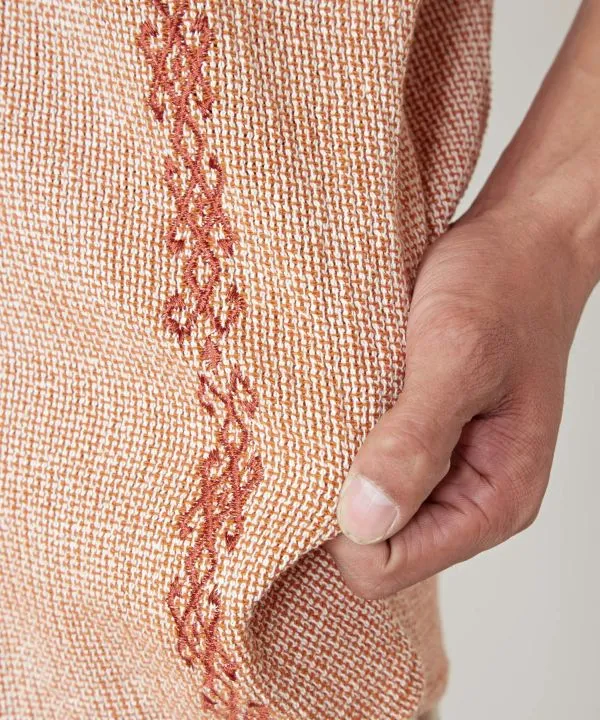 Woven Cotton Open Collar Shirt