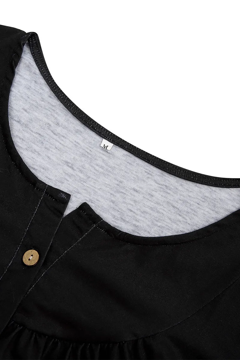 WR3391 Graphic Henley Sweatshirt Top