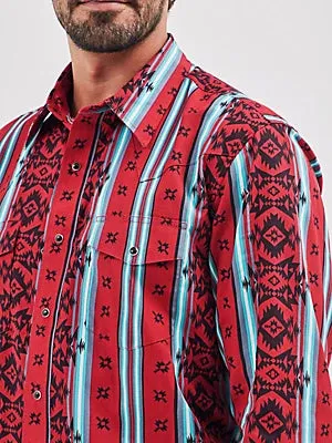 Wrangler Men's Checotah Long-Sleeve Western Snap Printed Shirt